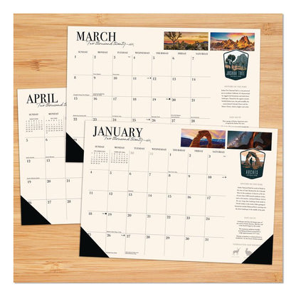 National Parks Small Monthly Desk Pad Calendar, 17 x 12, Multicolor Sheets, Black Headband/Corners, 12-Month (Jan-Dec) 2026
