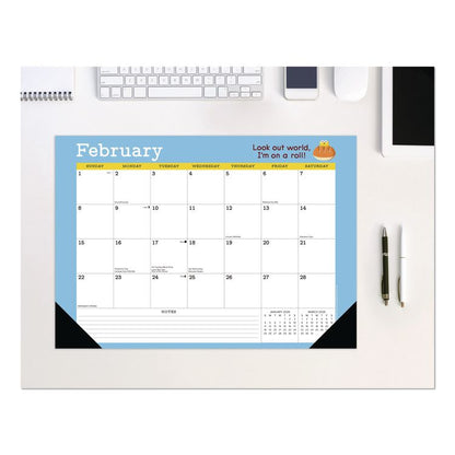 Punny Art of David Olenick Monthly Desk Pad Calendar, 17x12, White/Multicolor, Black Headband/Corners, 12-Month Jan-Dec 2026