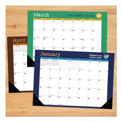 Punny Art of David Olenick Monthly Desk Pad Calendar, 17x12, White/Multicolor, Black Headband/Corners, 12-Month Jan-Dec 2026