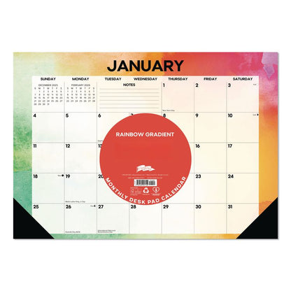 Rainbow Gradient Small Monthly Desk Pad Calendar, 17 x 12, White Sheets, Black Headband/Corners, 12-Month (Jan to Dec): 2026