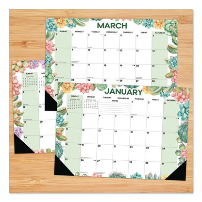 Succulents Small Monthly Desk Pad Calendar, 17 x 12, White Sheets, Black Headband/Corners, 12-Month (Jan to Dec): 2026
