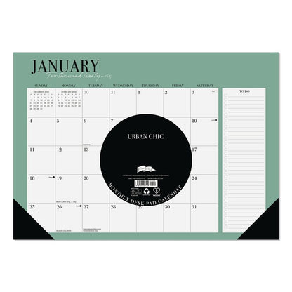 Urban Chic Small Monthly Desk Pad Calendar, 17 x 12, White Sheets, Black Headband/Corners, 12-Month (Jan to Dec): 2026