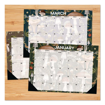 Woodland Mushroom Small Monthly Desk Pad Calendar, 17 x 12, White Sheets, Black Headband/Corners, 12-Month (Jan to Dec): 2026