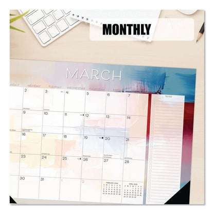 Abstract Art Small Monthly Desk Pad Calendar, 17x12, White/Multicolor Sheets, Black Headband/Corners, 12-Month (Jan-Dec) 2026