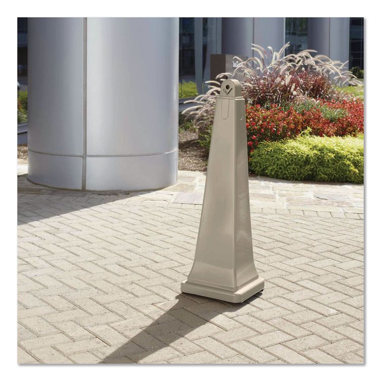 GroundsKeeper Cigarette Waste Collector, Pyramid, 1 gal, 12.25 x 39.75, Beige