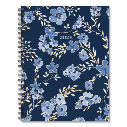 Bluesy Floral Weekly/Monthly Planner, 8.8 x 6.5, Blue Cover, 12-Month (Jan to Dec): 2026