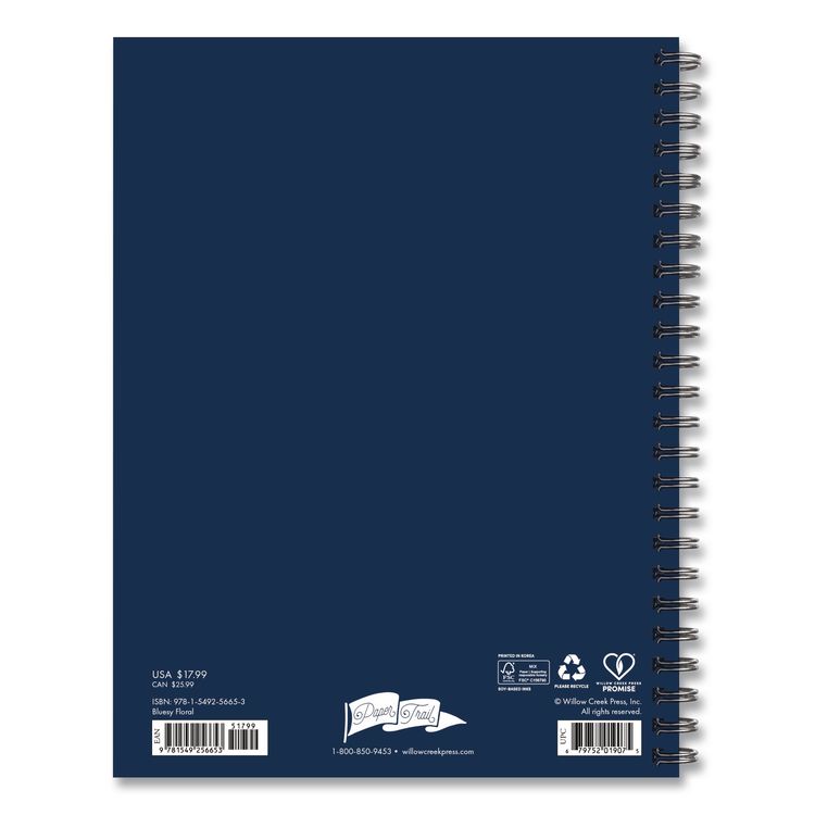 Bluesy Floral Weekly/Monthly Planner, 8.8 x 6.5, Blue Cover, 12-Month (Jan to Dec): 2026