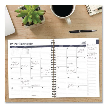 Bluesy Floral Weekly/Monthly Planner, 8.8 x 6.5, Blue Cover, 12-Month (Jan to Dec): 2026