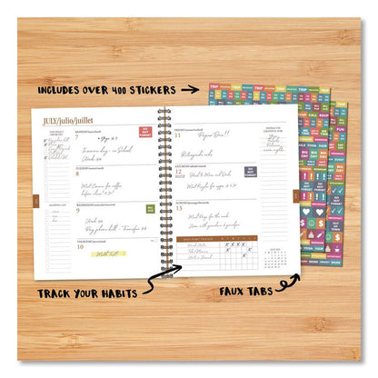 Blue Floral Weekly/Monthly Planner, 11 x 8.5, Blue/Black Cover, 12-Month (Jan to Dec): 2026