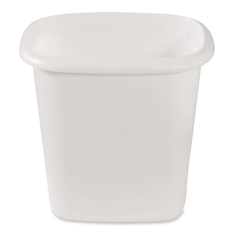 Open-Top Wastebasket, 6 qt, Plastic, White, 6/Carton