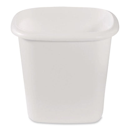 Open-Top Wastebasket, 6 qt, Plastic, White, 6/Carton