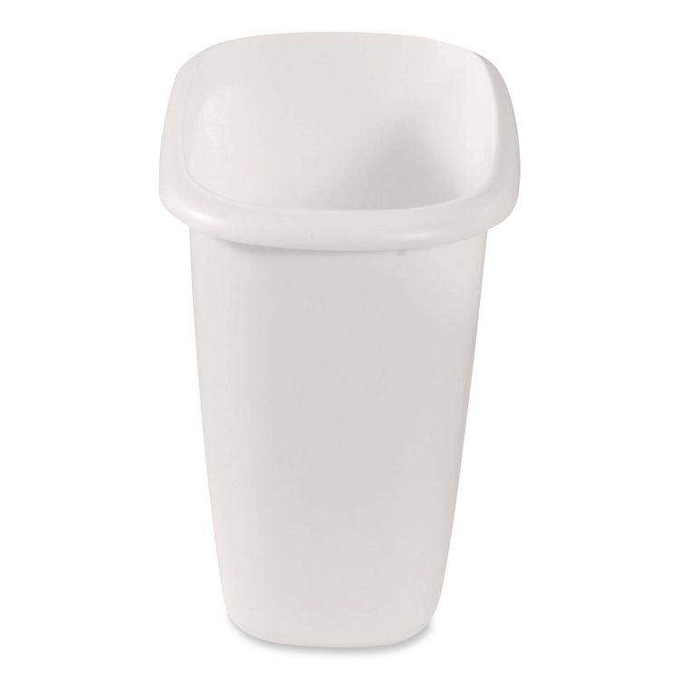 Open-Top Wastebasket, 6 qt, Plastic, White, 6/Carton