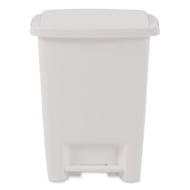 Step-On Waste Can, 8.25 gal, Plastic, White