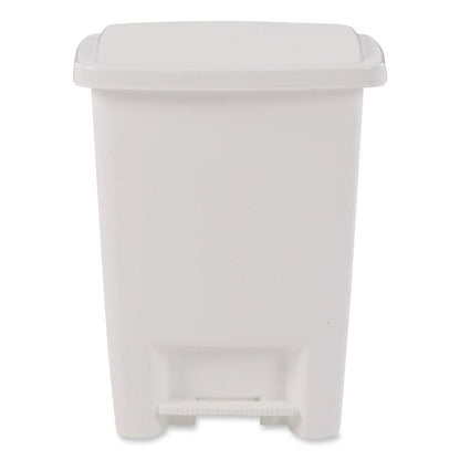 Step-On Waste Can, 8.25 gal, Plastic, White