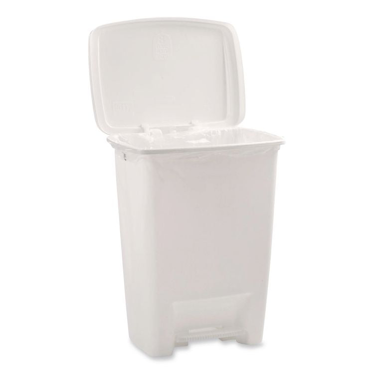Step-On Waste Can, 8.25 gal, Plastic, White
