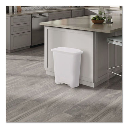 Step-On Waste Can, 8.25 gal, Plastic, White