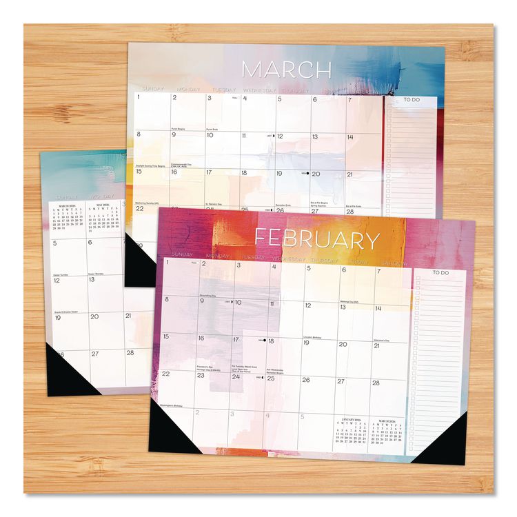 Abstract Art Large Monthly Desk Pad Calendar, 22x17, White/Multicolor Sheets, Black Headband/Corners, 12-Month (Jan-Dec) 2026