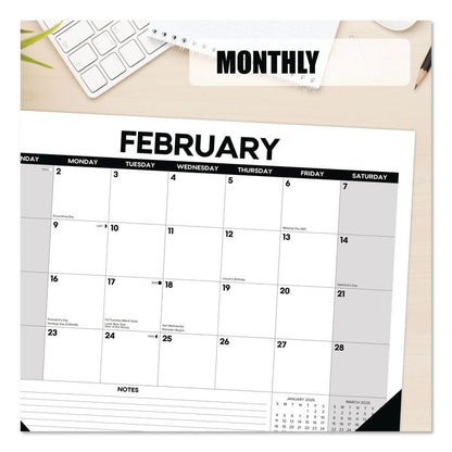 Basic Large Monthly Desk Pad Calendar, 22 x 17, White/Gray/Black Sheets, Black Headband/Corners, 12-Month (Jan to Dec) 2026
