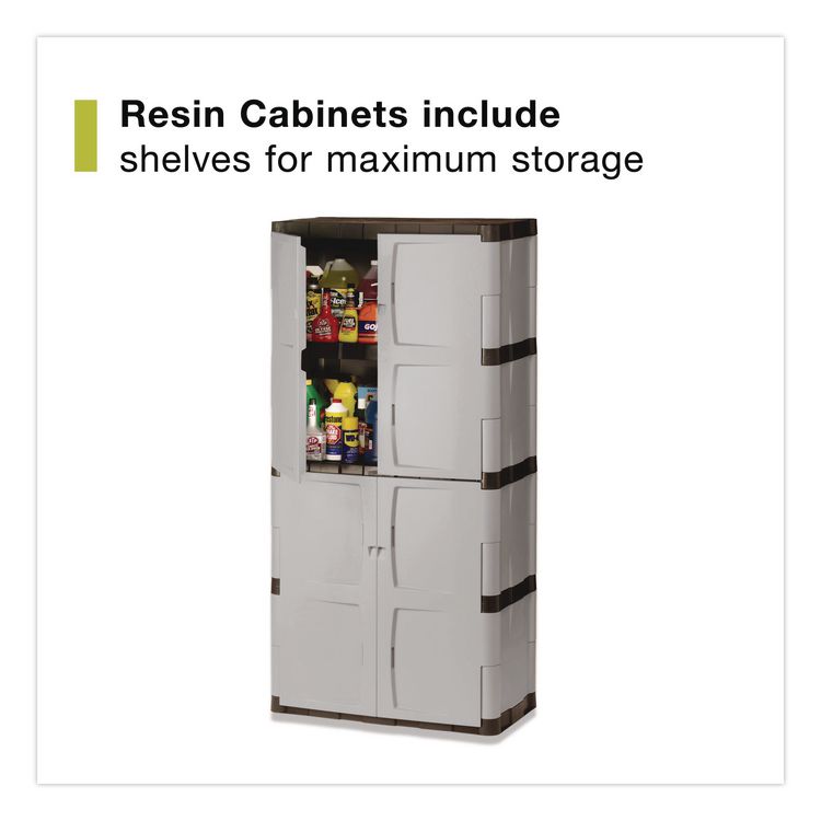 Double-Door Storage Cabinet - Base/Top, 36w x 18d x 72h, Gray/Black