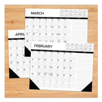 Black-and-White with Lines Large Monthly Desk Pad Calendar, 22 x 17, White Sheets, Black Corners, 12-Month (Jan to Dec): 2026