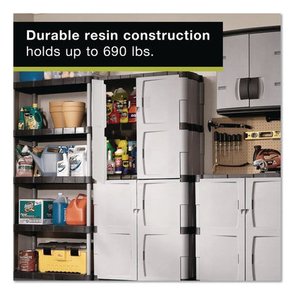 Double-Door Storage Cabinet - Base/Top, 36w x 18d x 72h, Gray/Black