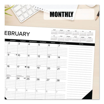 Black-and-White with Lines Large Monthly Desk Pad Calendar, 22 x 17, White Sheets, Black Corners, 12-Month (Jan to Dec): 2026