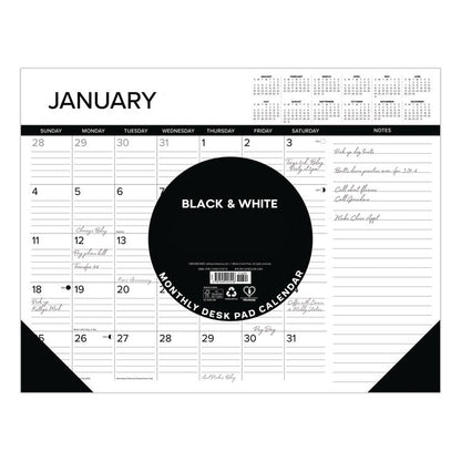 Black-and-White with Lines Large Monthly Desk Pad Calendar, 22 x 17, White Sheets, Black Corners, 12-Month (Jan to Dec): 2026