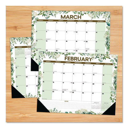 Eucalyptus Large Monthly Desk Pad Calendar, 22 x 17, White/Green Sheets, Black Headband/Corners, 12-Month (Jan to Dec) 2026
