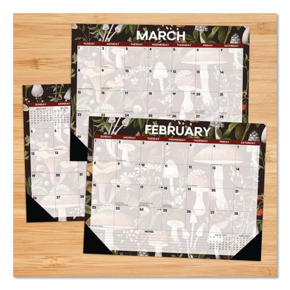 Mushrooms Large Monthly Desk Pad Calendar, 22 x 17, Multicolor Sheets, Black Headband/Corners, 12-Month (Jan to Dec) 2026