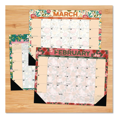 Spring Floral Large Monthly Desk Pad Calendar, 22 x 17, Multicolor Sheets, Black Headband/Corners, 12-Month (Jan to Dec) 2026