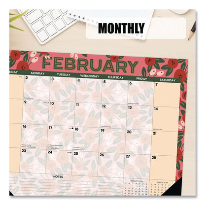 Spring Floral Large Monthly Desk Pad Calendar, 22 x 17, Multicolor Sheets, Black Headband/Corners, 12-Month (Jan to Dec) 2026