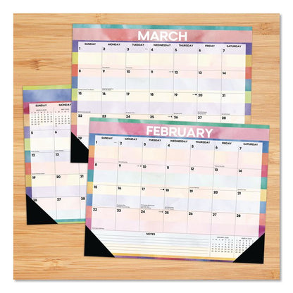 Watercolor Stripes Large Monthly Desk Pad Calendar, 22x17, Multicolor Sheets, Black Headband/Corners, 12-Month (Jan-Dec) 2026