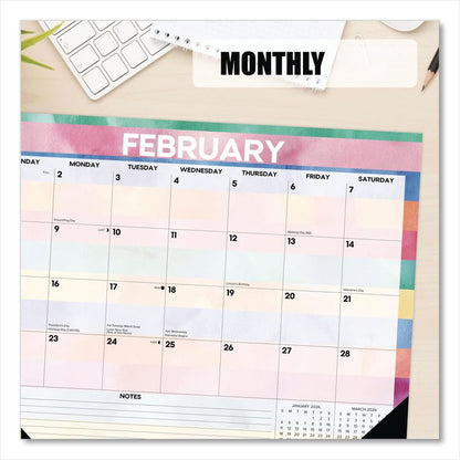 Watercolor Stripes Large Monthly Desk Pad Calendar, 22x17, Multicolor Sheets, Black Headband/Corners, 12-Month (Jan-Dec) 2026