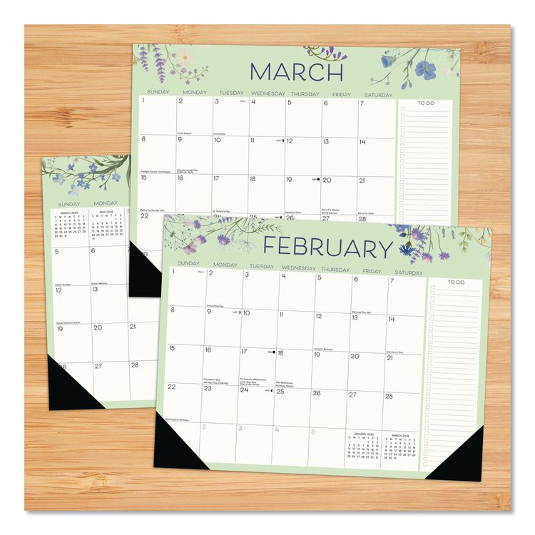 Wildflowers Large Monthly Desk Pad Calendar, 22 x 17, Multicolor Sheets, Black Headband/Corners, 12-Month (Jan to Dec) 2026