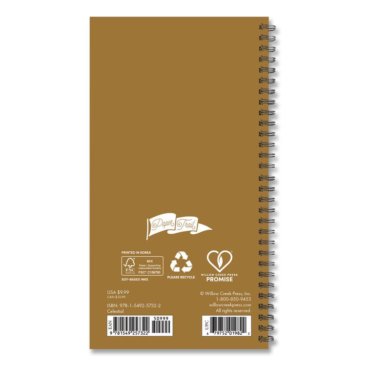 Celestial Softcover Weekly/Monthly Spiral Planner, 6.5 x 3.5, Black/Gold Cover, 12-Month (Jan to Dec): 2026