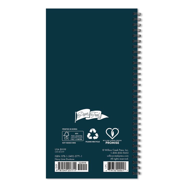 Navy Lime Duotone Softcover Weekly/Monthly Spiral Planner, 6.5 x 3.5, Navy/Lime Cover, 12-Month (Jan to Dec): 2026