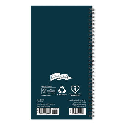 Navy Lime Duotone Softcover Weekly/Monthly Spiral Planner, 6.5 x 3.5, Navy/Lime Cover, 12-Month (Jan to Dec): 2026