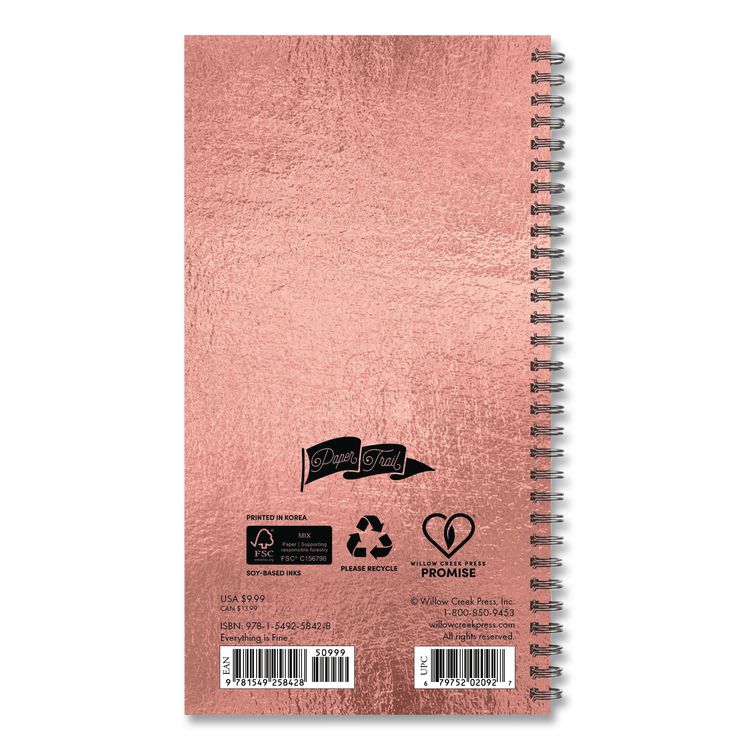 Everything is Fine (Trilingual) Weekly/Monthly Planner, 6.5 x 3.5, Rose Gold Cover, 12-Month (Jan to Dec): 2026
