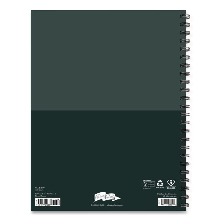 Fitness Undated Monthly Planner, 11 x 8.5, Black/Gray Cover, 12-Month, Undated