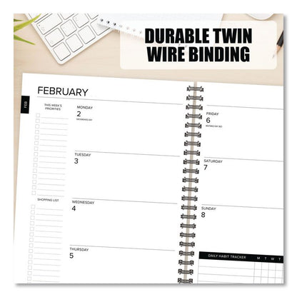 Basic Black Weekly/Monthly Planner, 8.5 x 6.5 Black Cover, 12-Month (Jan to Dec): 2026