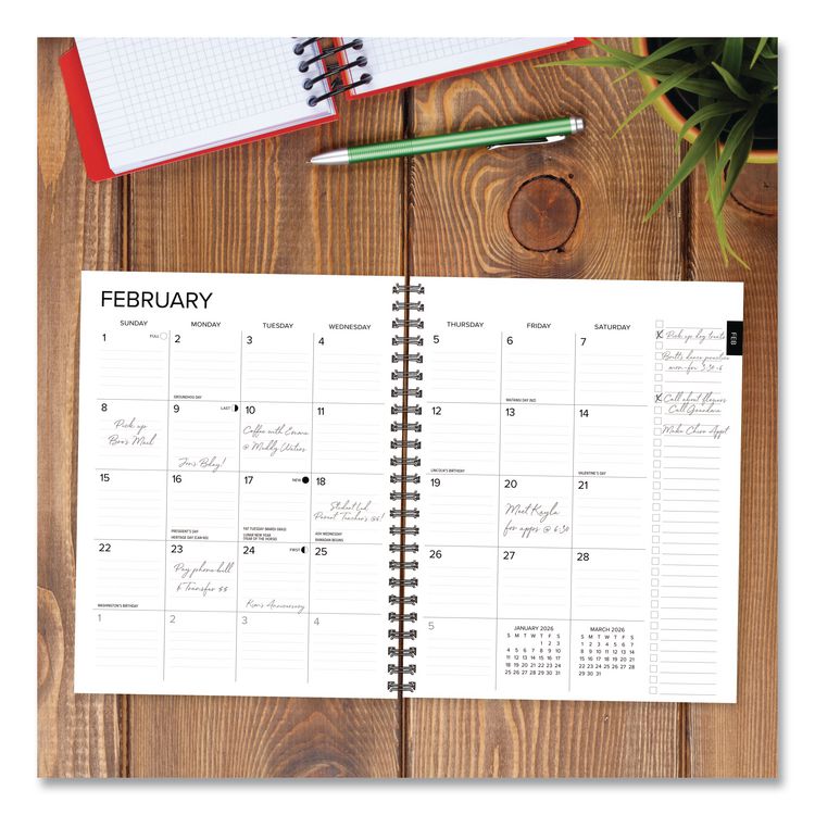 Basic Gray Weekly/Monthly Planner, 11 x 8.5, Gray Cover, 12-Month (Jan to Dec): 2026