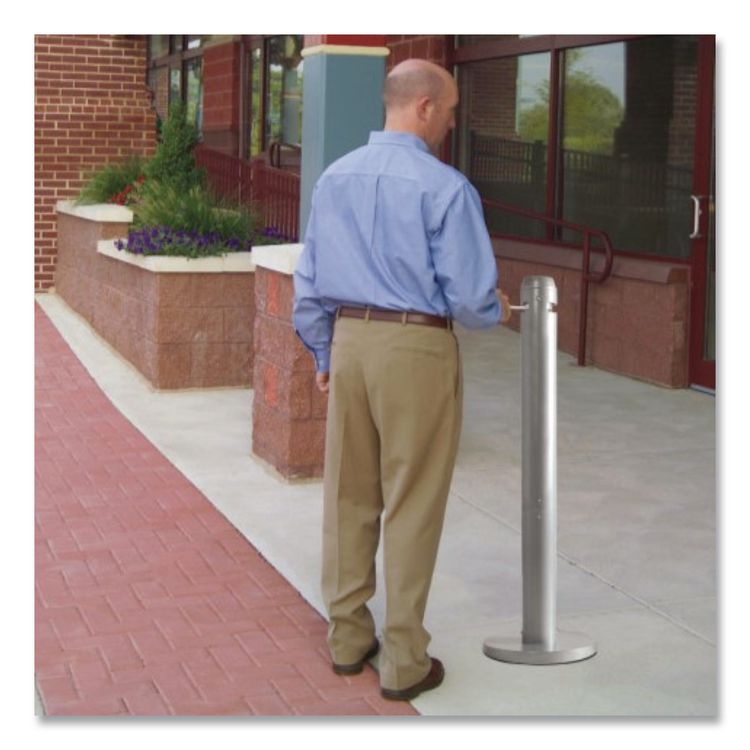 Smoker's Pole, Round, Steel, 0.9 gal, 4 dia x 41h, Silver