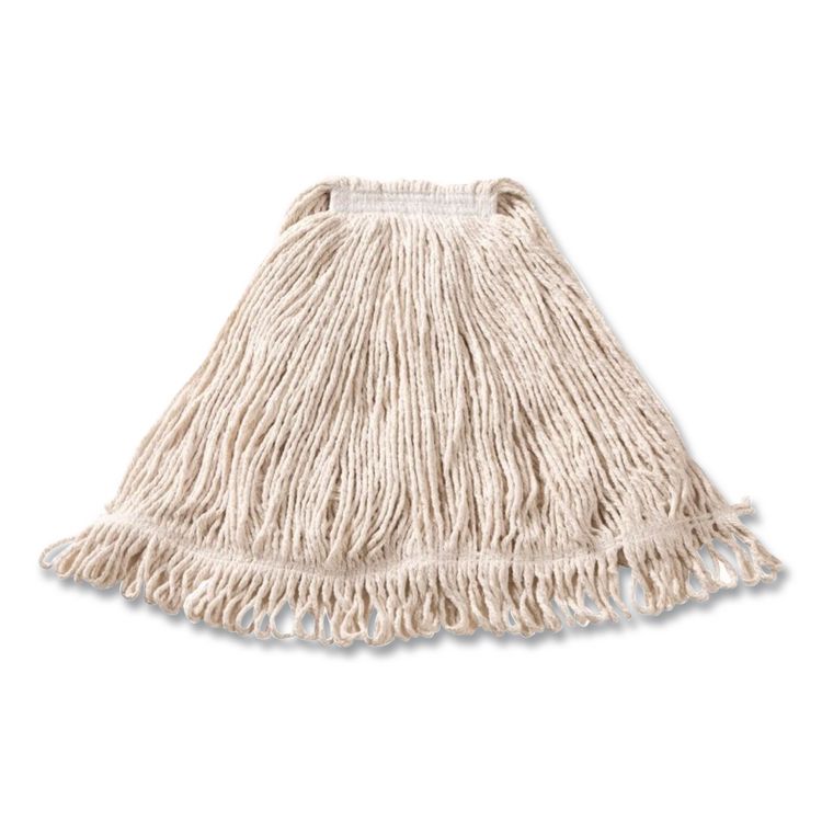 Super Stitch Cotton Looped End Wet Mop Head, Large, 1" White Headband, 6/Carton