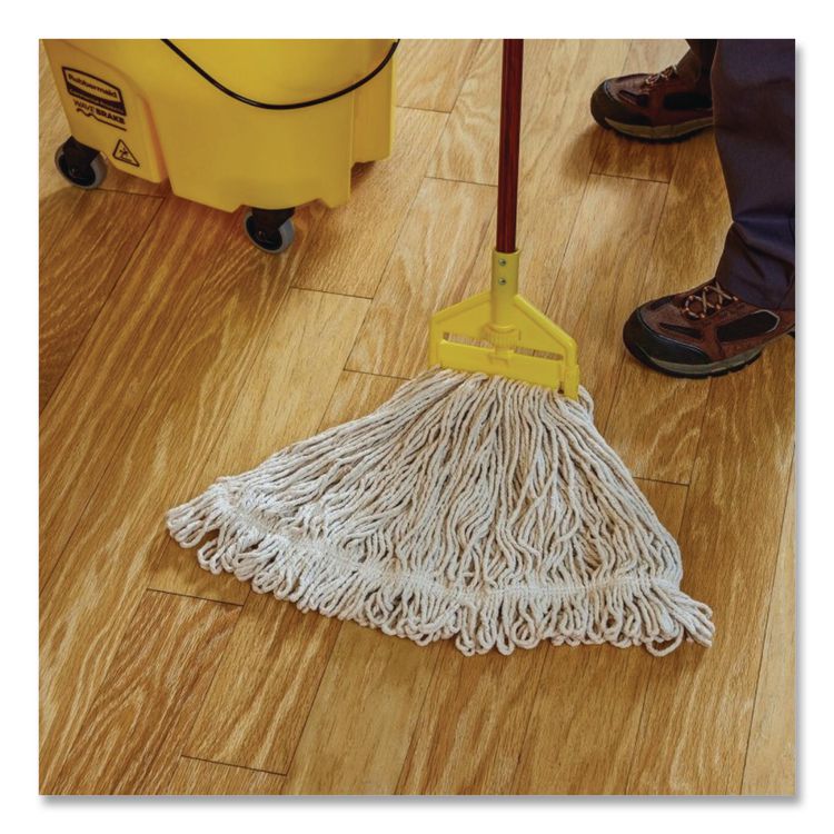 Super Stitch Cotton Looped End Wet Mop Head, Large, 1" White Headband, 6/Carton
