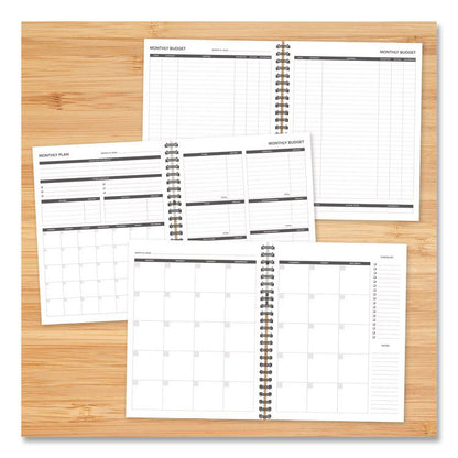 Budget Monthly Planner, 11 x 8.5, Black Cover, 12-Month, Undated