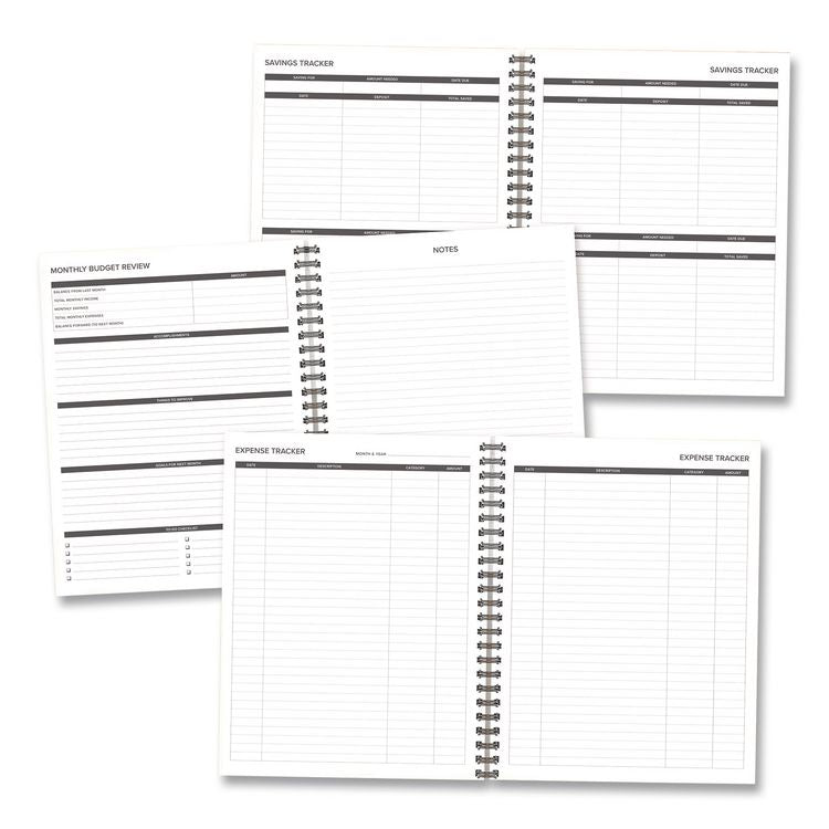 Budget Monthly Planner, 11 x 8.5, Black Cover, 12-Month, Undated