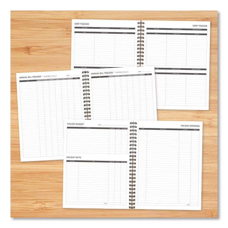 Budget Monthly Planner, 11 x 8.5, Black Cover, 12-Month, Undated