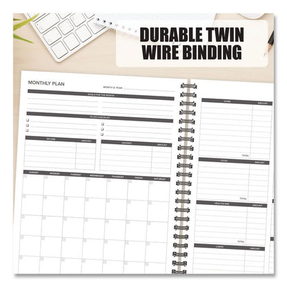 Budget Monthly Planner, 11 x 8.5, Black Cover, 12-Month, Undated