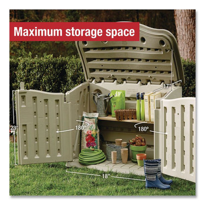Horizontal Outdoor Storage Shed, 55 x 28 x 36, 20 cu ft, Olive Green/Sandstone