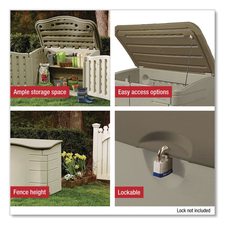 Horizontal Outdoor Storage Shed, 55 x 28 x 36, 20 cu ft, Olive Green/Sandstone